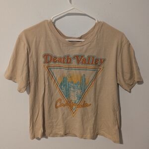Rebellious One Tan Cotton Death Valley California Cropped Graphic Tee Size S